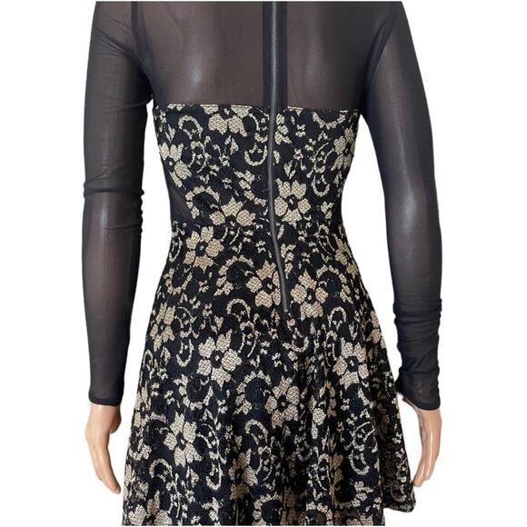 Material Girl lace and sheer fit & flare skater dress sweat heart neckline SZ SM - Picture 4 of 10